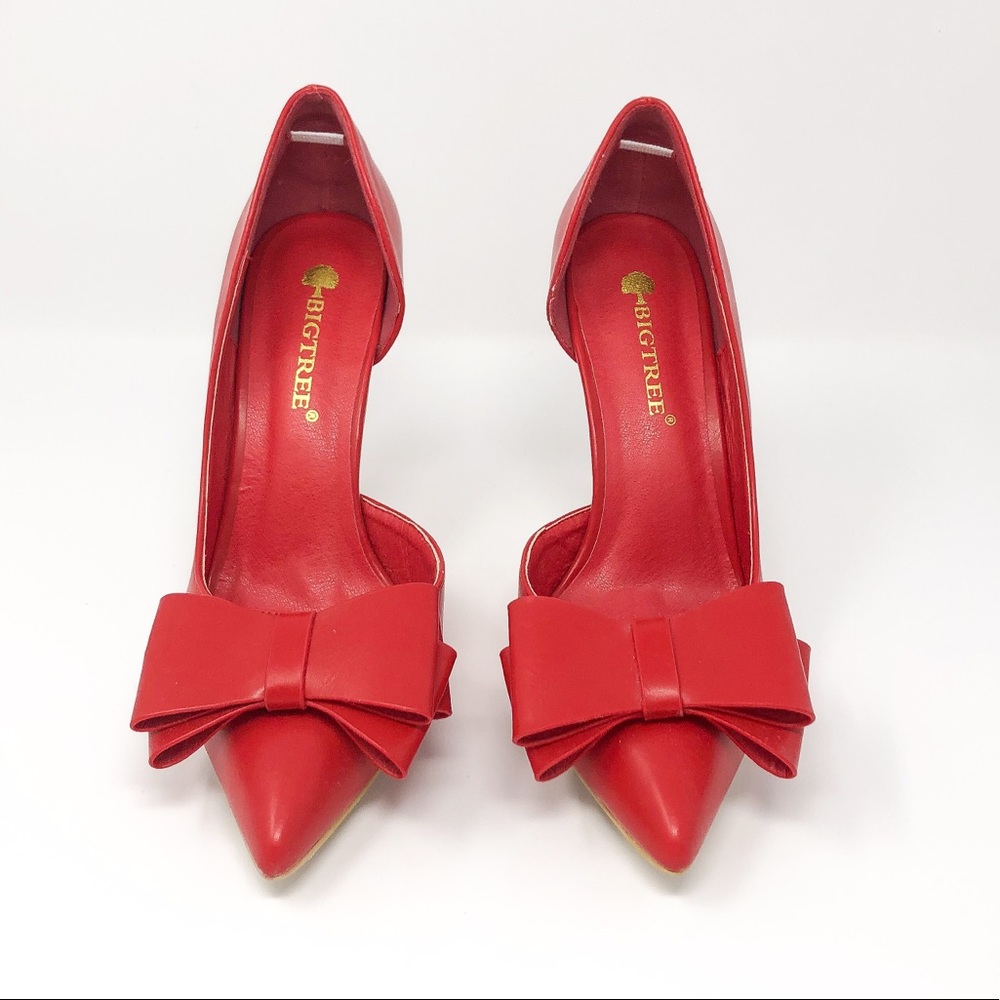 Red Bow Pointed Toe High Heels, Shoes, Stilettos